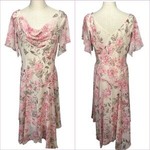 Signature‎ by Robbie Bee Floral Asymmetrical Midi Dress 12 Romantic Easter